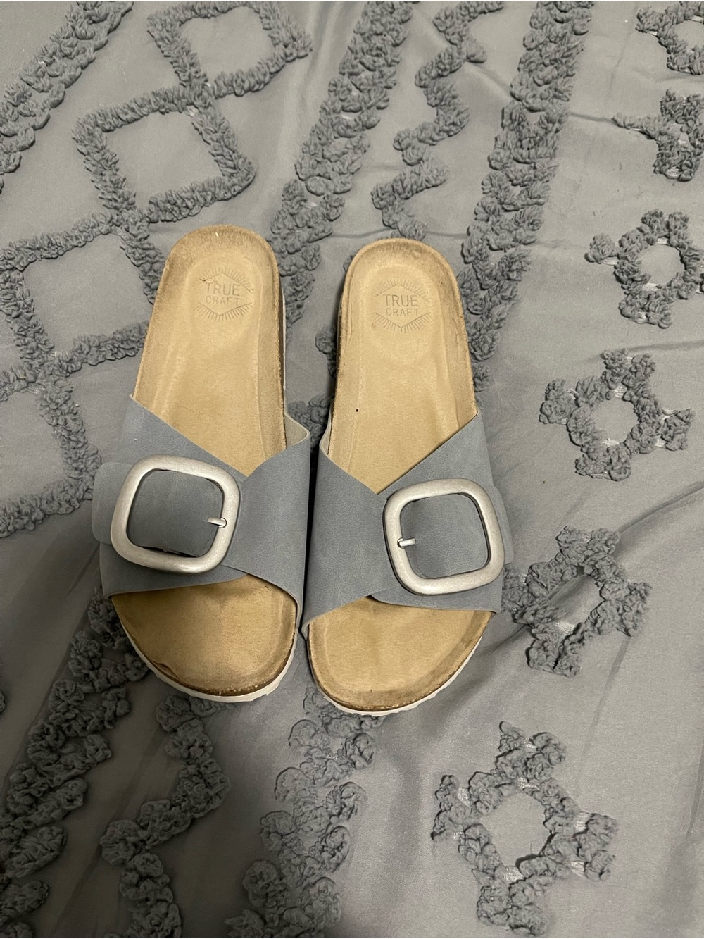 True Craft Light Blue Slip-On Slide Sandals with Buckle